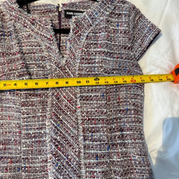 KARL LAGERFELD 8 Boucle Multi-Colored (Pink) short sleeve sheath dress - Picture 8 of 9